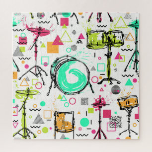 Drum Kit: Waterverf Memphis Retro. Legpuzzel