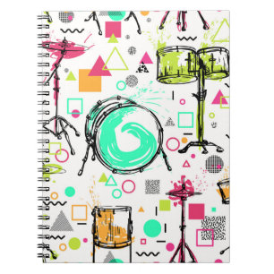 Drum Kit: Waterverf Memphis Retro. Notitieboek