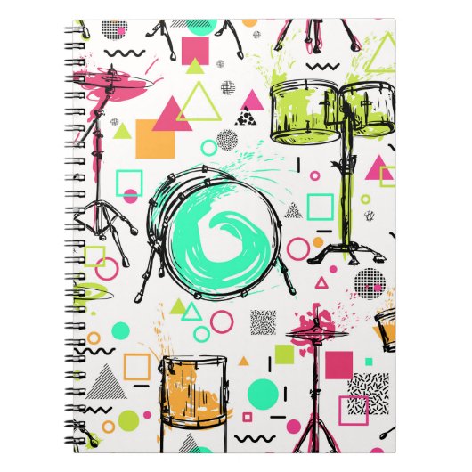 Drum Kit: Waterverf Memphis Retro. Notitieboek (Voorkant)