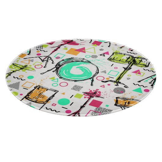 Drum Kit: Waterverf Memphis Retro. Snijplank (Hoek)