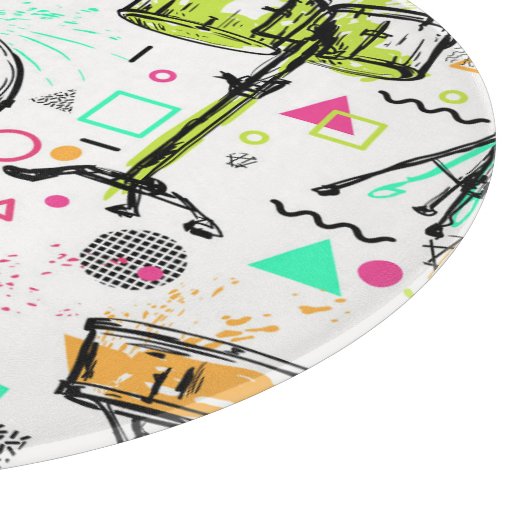 Drum Kit: Waterverf Memphis Retro. Snijplank (Hoek)