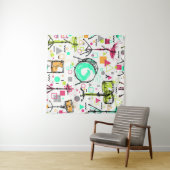 Drum Kit: Waterverf Memphis Retro. Wandkleed (In Situ (horizontaal))