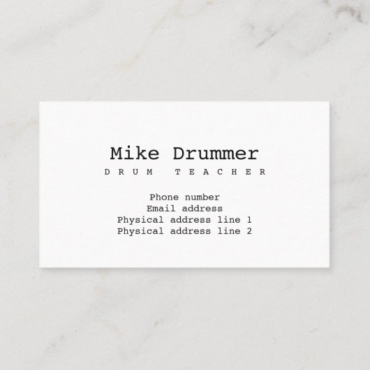 Drum leraar visitekaartje (Achterkant)