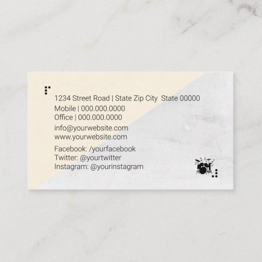 Drum leraar visitekaartje (Achterkant)