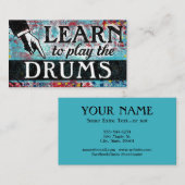Drum Lessons Visitekaartjes - Blauw rood (Voorkant / Achterkant)