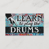 Drum Lessons Visitekaartjes - Blauw rood (Voorkant)