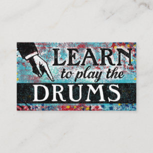 Drum Lessons Visitekaartjes - Blauw rood