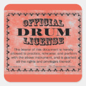 Drum License Square Sticker (Voorkant)
