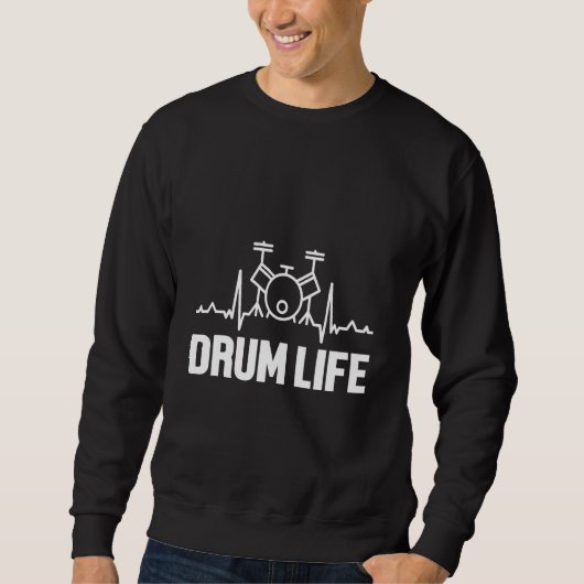 Drum Life Heartbeat Pulse Drumming Musical B Trui (Voorkant)