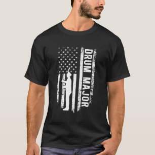 Drum Major Amerikaanse vlag Marching Band Drum Maj T-shirt