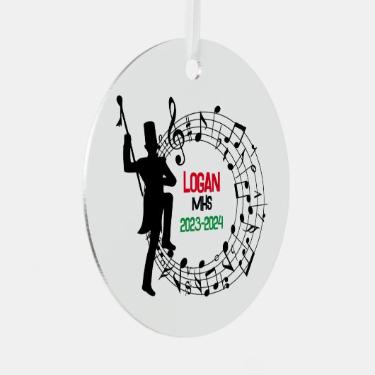 Drum Major Marching Band Kerst Ornament (Voorkant Rechts)
