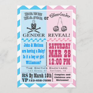 Drum Major of Cheerleader Gender Reality Invitatio Kaart