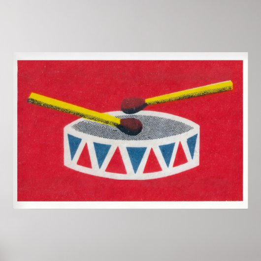 Drum Matchbox Wall Poster - Vintage Eastern Europe (Voorkant)