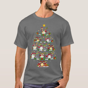Drum Music Lover Xmas belichtingsdrumkerstboom T-shirt