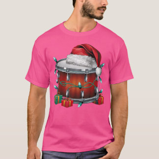 Drum Musician Xmas Verlichting Santa Musical Drum  T-shirt