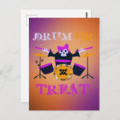 Drum of Behandel Skelet Halloween Briefkaart (Voorkant / Achterkant)