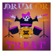 Drum of Behandel Skelet Halloween Perfect Poster (Voorkant)