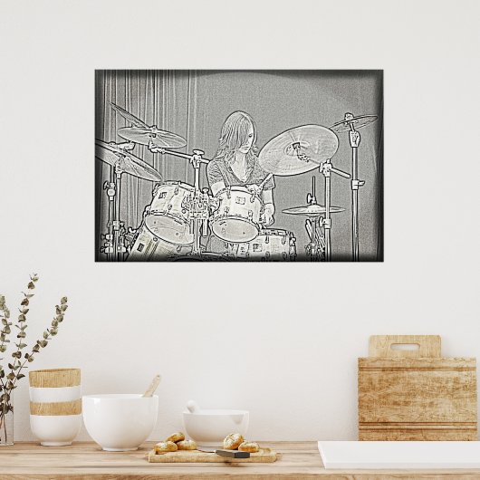 Drum of Drummer Girl Poster (Keuken)