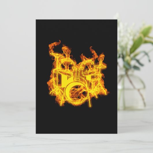 Drum on Fire Music Drum Kit Lover Gift Idee Kaart (Staand voorkant)