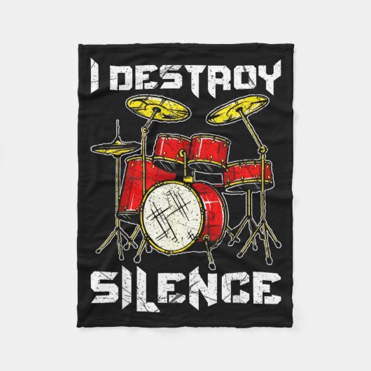 Drum Percussionist Drummers I Destroy Silence Drum Fleece Deken (Voorkant)