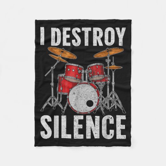 Drum Percussionist Drummers I Destroy Silence Drum Fleece Deken (Voorkant)