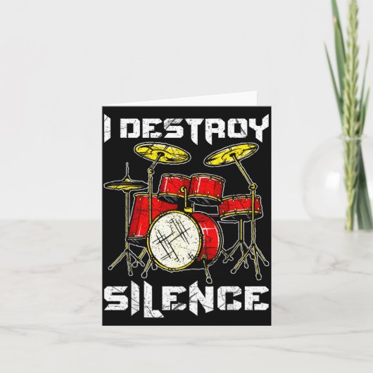 Drum Percussionist Drummers I Destroy Silence Drum Kaart (Voorkant)