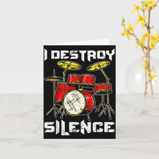 Drum Percussionist Drummers I Destroy Silence Drum Kaart (Gele Bloem)