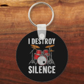 Drum Percussionist Drummers I Destroy Silence Drum Sleutelhanger (Voorkant)