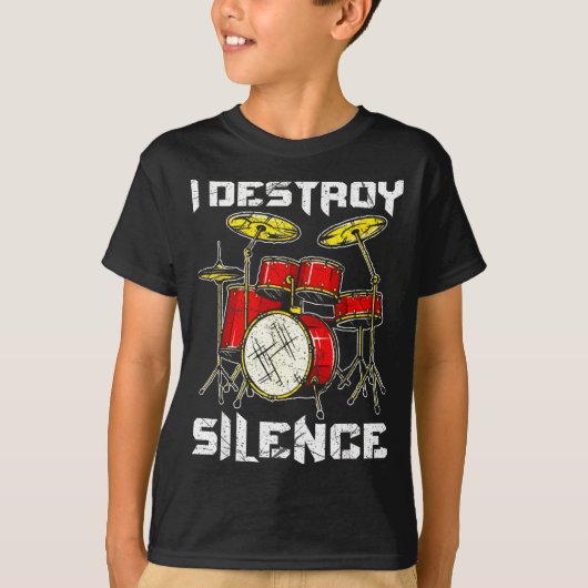 Drum Percussionist Drummers I Destroy Silence Drum T-shirt (Voorkant)