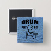 Drum Play Boy Vierkante Button 5,1 Cm (Voorkant /achterkant)