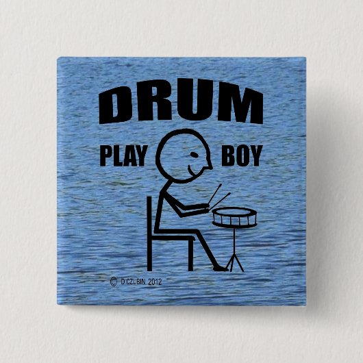 Drum Play Boy Vierkante Button 5,1 Cm (Voorkant)