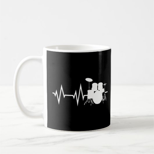 Drum Player Heartbeat Drummers Drumming Graphic Koffiemok (Links)