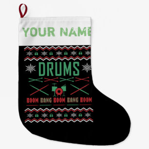 Drum Player Ugly kerstSweater Style Grote Kerstsok