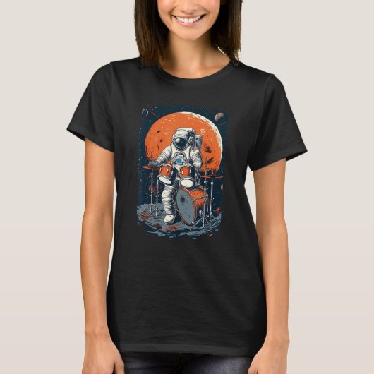 Drum Playing Astronaut Astronaut Drummer Boy Space T-shirt (Voorkant)