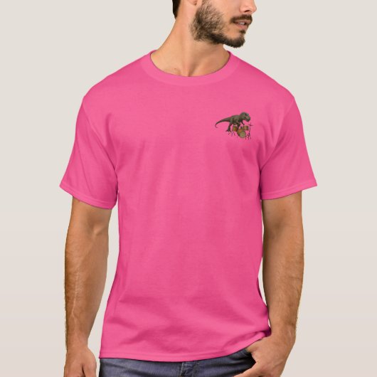 Drum-playing dinosaurus design man t-shirt (Voorkant)