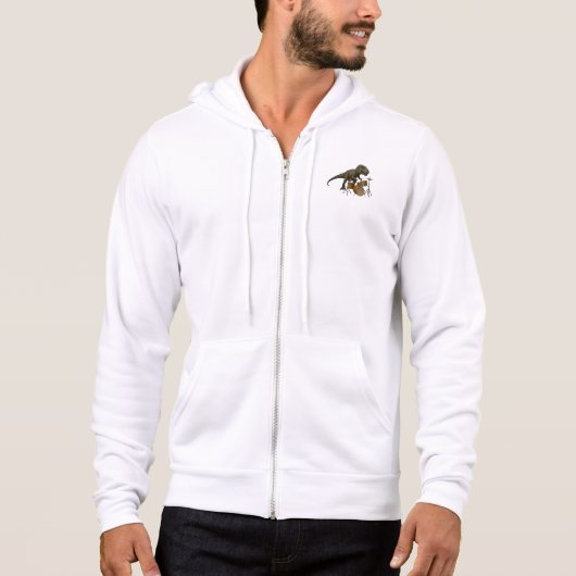 Drum-playing dinosaurus ontwerp hoodie (Voorkant)