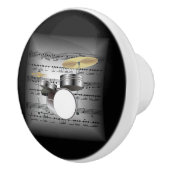 Drum Set ~ 3-D Bladmuziek Kussen ~Grijs/Zwart BG~ Keramische Knop (Rechts)