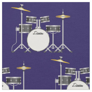 Drum set band muziek musicus Room decor blauw Stof