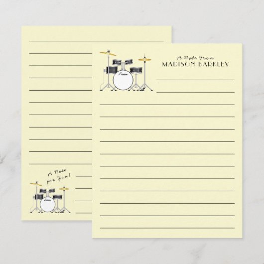 Drum Set Drummer Band Docer Musicus Bedankkaart (Voorkant / Achterkant)