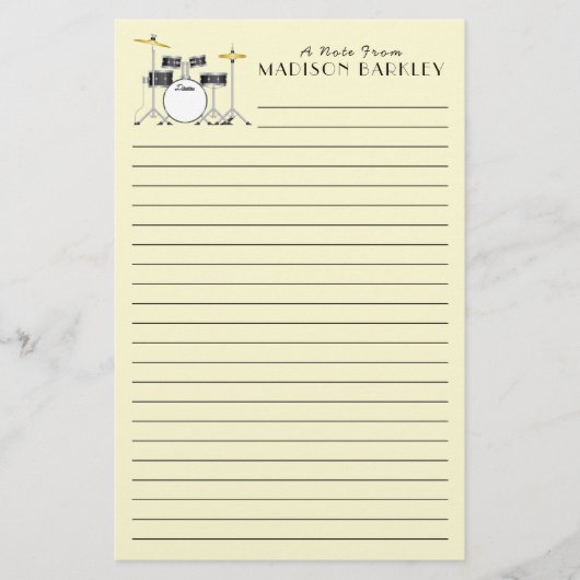 Drum Set Drummer Band Docer Musicus Briefpapier (Voorkant)