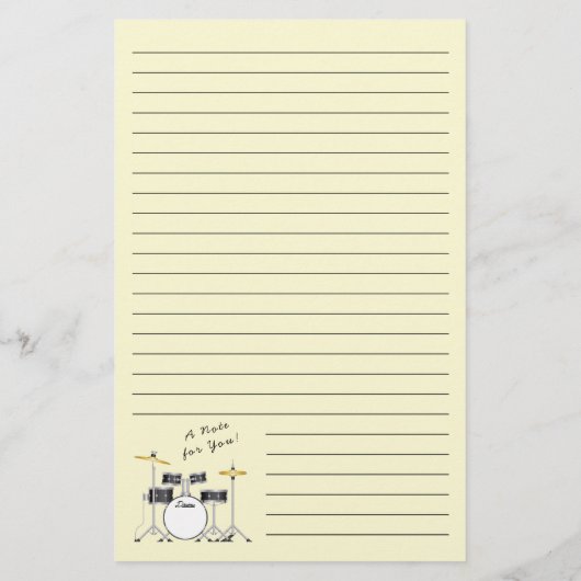 Drum Set Drummer Band Docer Musicus Briefpapier (Achterkant)