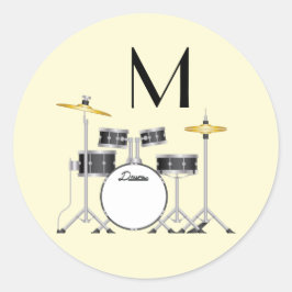 Drum Set Drummer Band Docer Musicus Ronde Sticker