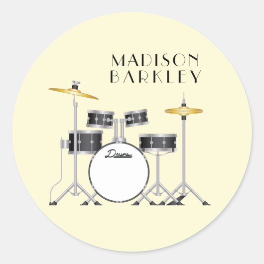 Drum Set Drummer Band Docer Musicus Ronde Sticker (Voorkant)