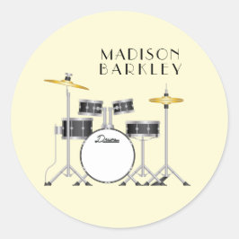 Drum Set Drummer Band Docer Musicus Ronde Sticker
