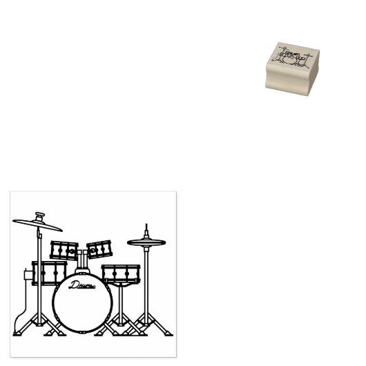 Drum Set Drummer Band Docer Musicus Rubberstempel (Gestempeld)