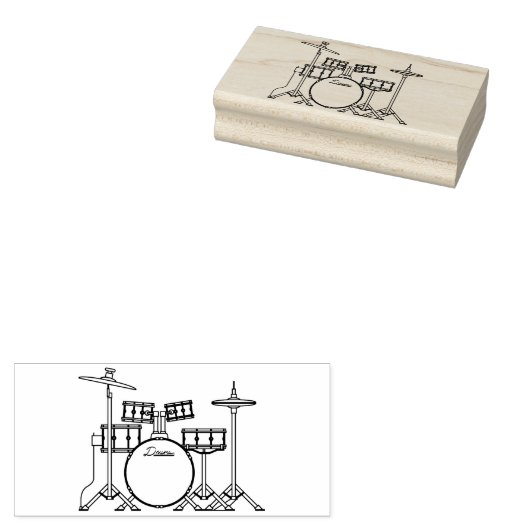Drum Set Drummer Band Docer Musicus Rubberstempel (Gestempeld)