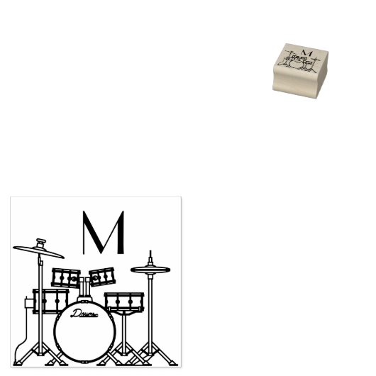 Drum Set Drummer Band Docer Musicus Rubberstempel (Gestempeld)