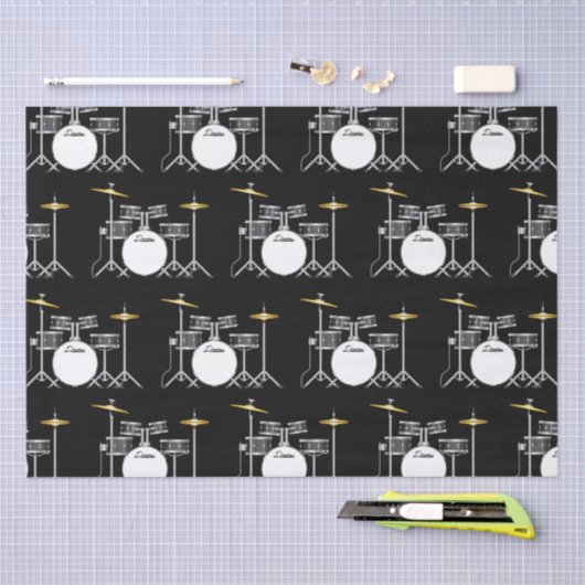 Drum Set Drummer Band Docer Musicus Tissuepapier (Craft)