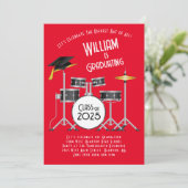 Drum Set Graduation Party Invitation Kaart (Staand voorkant)