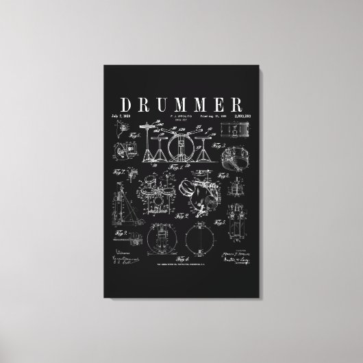 Drum Set Kit  Patent Drummer Tekening Afdrukken (Voorkant)